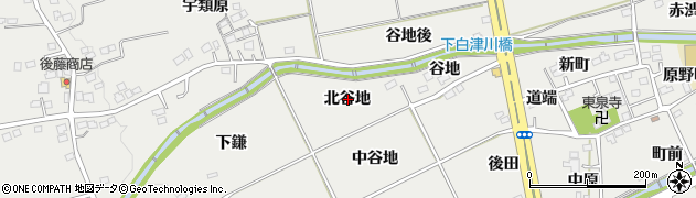 福島県福島市土船（北谷地）周辺の地図