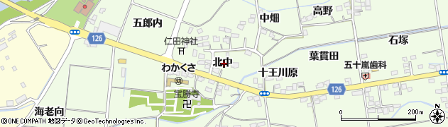 福島県福島市仁井田北中周辺の地図
