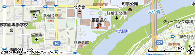 福島県庁内郵便局周辺の地図