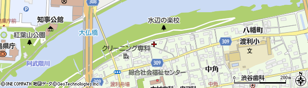 福島県福島市渡利七社宮周辺の地図