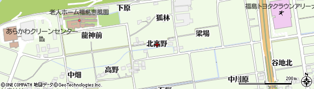 福島県福島市仁井田（北高野）周辺の地図