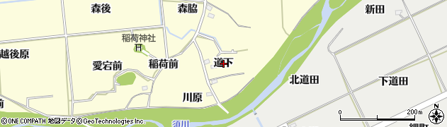 福島県福島市二子塚（道下）周辺の地図