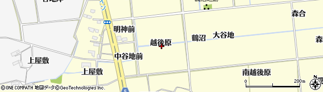 福島県福島市二子塚越後原周辺の地図