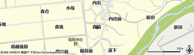 福島県福島市二子塚森脇周辺の地図