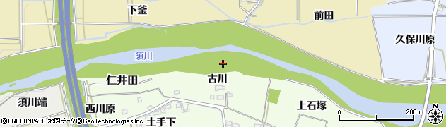 福島県福島市仁井田西北川原周辺の地図