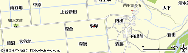 福島県福島市二子塚小塚周辺の地図