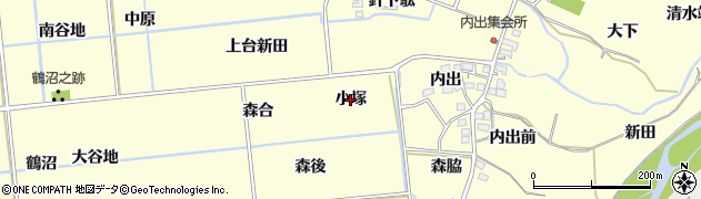 福島県福島市二子塚（小塚）周辺の地図