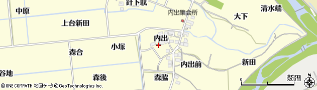 福島県福島市二子塚内出周辺の地図