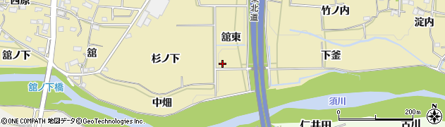 福島県福島市上野寺舘東周辺の地図
