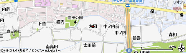 福島県福島市下野寺（太田）周辺の地図