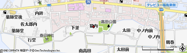 福島県福島市下野寺（猫内）周辺の地図