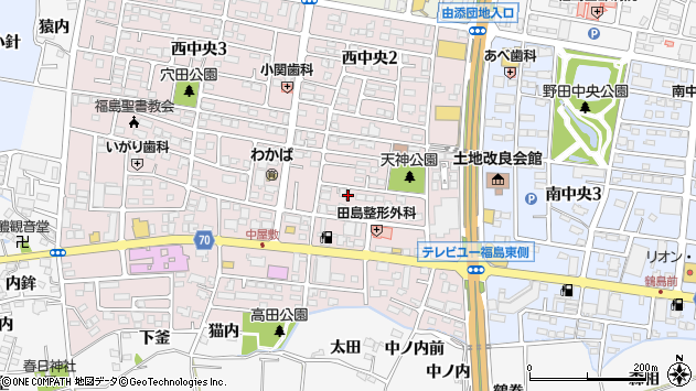 〒960-8074 福島県福島市西中央の地図