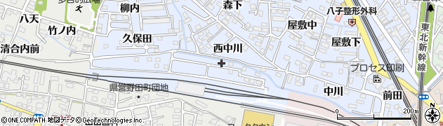 福島県福島市森合（西中川）周辺の地図