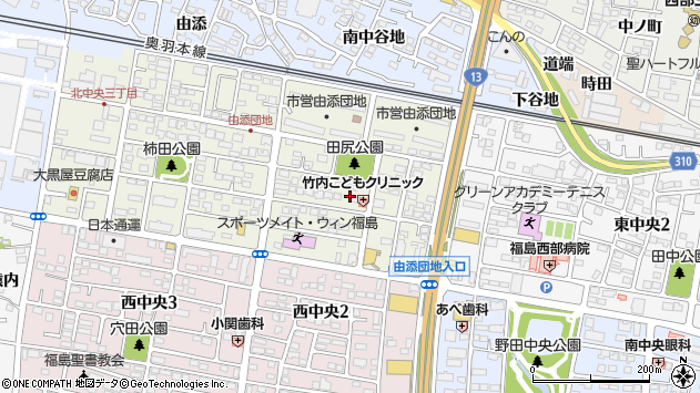 〒960-8072 福島県福島市北中央の地図