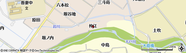 福島県福島市町庭坂（仲江）周辺の地図