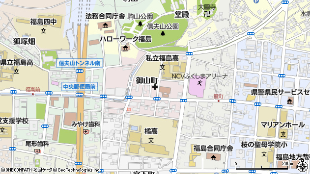 〒960-8012 福島県福島市御山町の地図