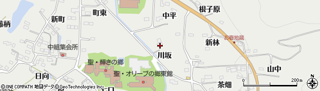 福島県福島市山口（川坂）周辺の地図
