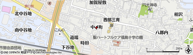 福島県福島市野田町（中ノ町）周辺の地図