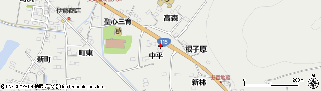 福島県福島市山口中平周辺の地図