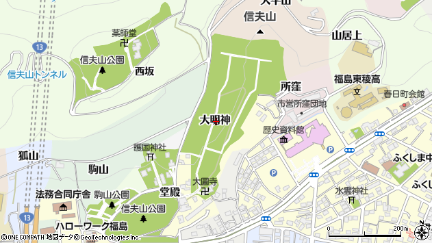 〒960-8023 福島県福島市大明神の地図