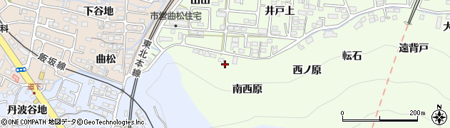 福島県福島市御山南西原周辺の地図