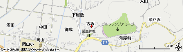 福島県福島市山口古坂周辺の地図