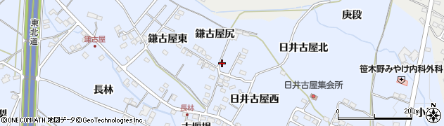 福島県福島市笹木野鎌古屋東周辺の地図