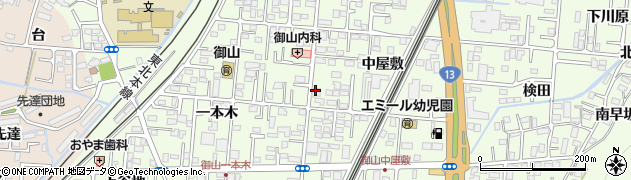 福島県福島市御山周辺の地図