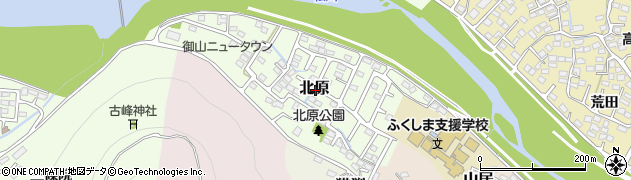 福島県福島市北原周辺の地図