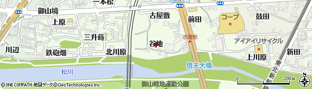 福島県福島市御山（谷地）周辺の地図