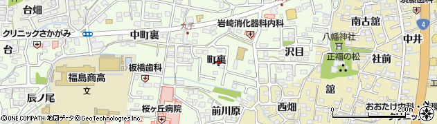 福島県福島市丸子町裏周辺の地図