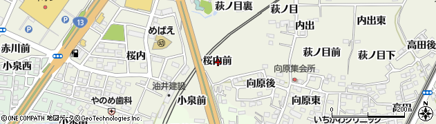 福島県福島市南矢野目桜内前周辺の地図