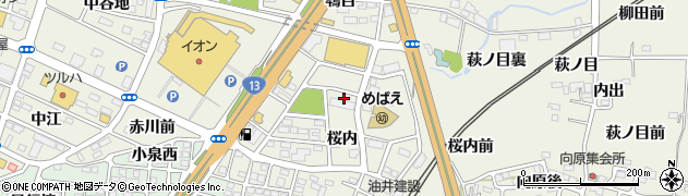 福島県福島市南矢野目桜内周辺の地図
