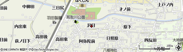 福島県福島市南矢野目沢目周辺の地図