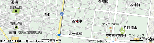 福島県福島市笹谷（谷地中）周辺の地図