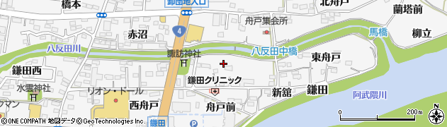 福島県福島市鎌田舟戸周辺の地図