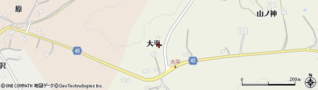 福島県伊達市霊山町中川（大平）周辺の地図