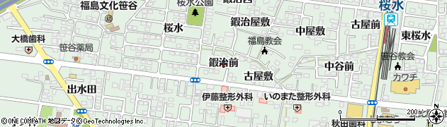 福島県福島市笹谷（鍜治前）周辺の地図