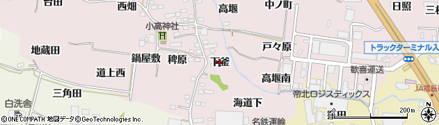 福島県福島市飯坂町平野（下釜）周辺の地図