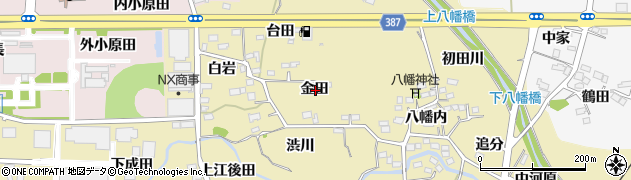福島県福島市北矢野目金田周辺の地図