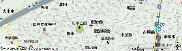 福島県福島市笹谷鍜治屋敷12周辺の地図