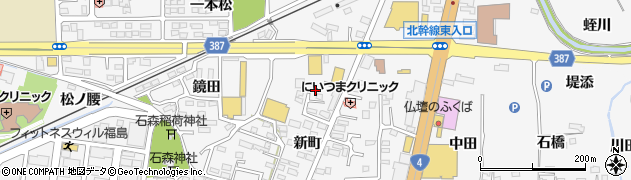 福島県福島市鎌田下釜周辺の地図