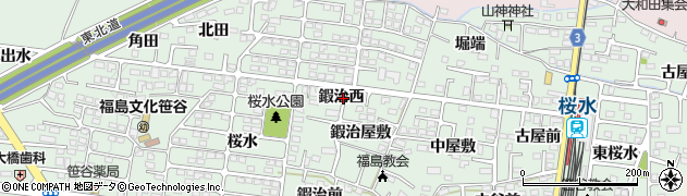 福島県福島市笹谷鍜治西周辺の地図
