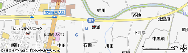 福島県福島市鎌田堤添周辺の地図