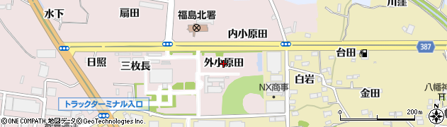 福島県福島市飯坂町平野（外小原田）周辺の地図