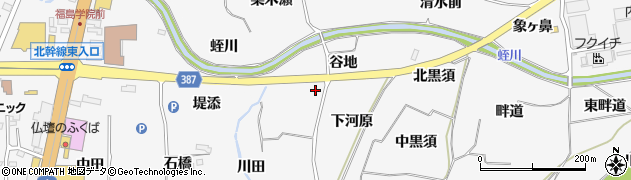 福島県福島市鎌田（谷地）周辺の地図