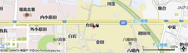 福島県福島市北矢野目（台田）周辺の地図