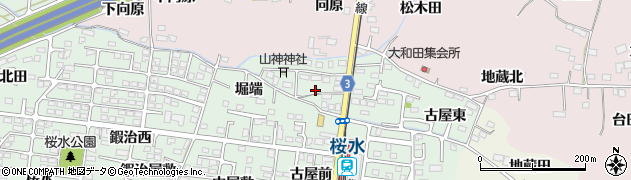 福島県福島市笹谷（佐場野古屋）周辺の地図