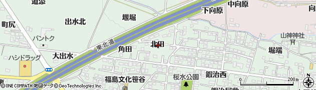 福島県福島市笹谷（北田）周辺の地図
