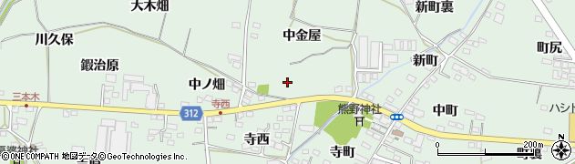 福島県福島市笹谷中金屋10周辺の地図